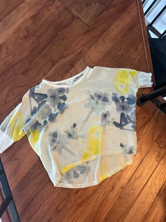 Closed 100% Silk Floral Water Color Graphic Sheer Flowy Blouse Size XS - Picture 1 of 7